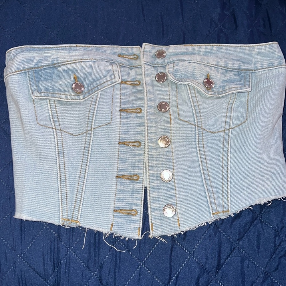 Pretty Little Thing Denim light wash tube top